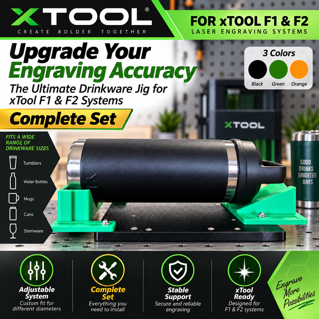 Xtool F1/F2 Drinkware Jig: Universal Tumbler, Mug & Glass Engraving Fixture