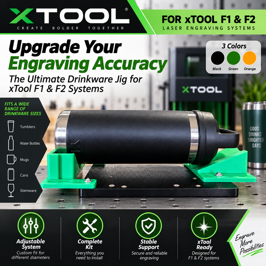 Xtool F1/F2 Drinkware Jig: Universal Tumbler, Mug & Glass Engraving Fixture