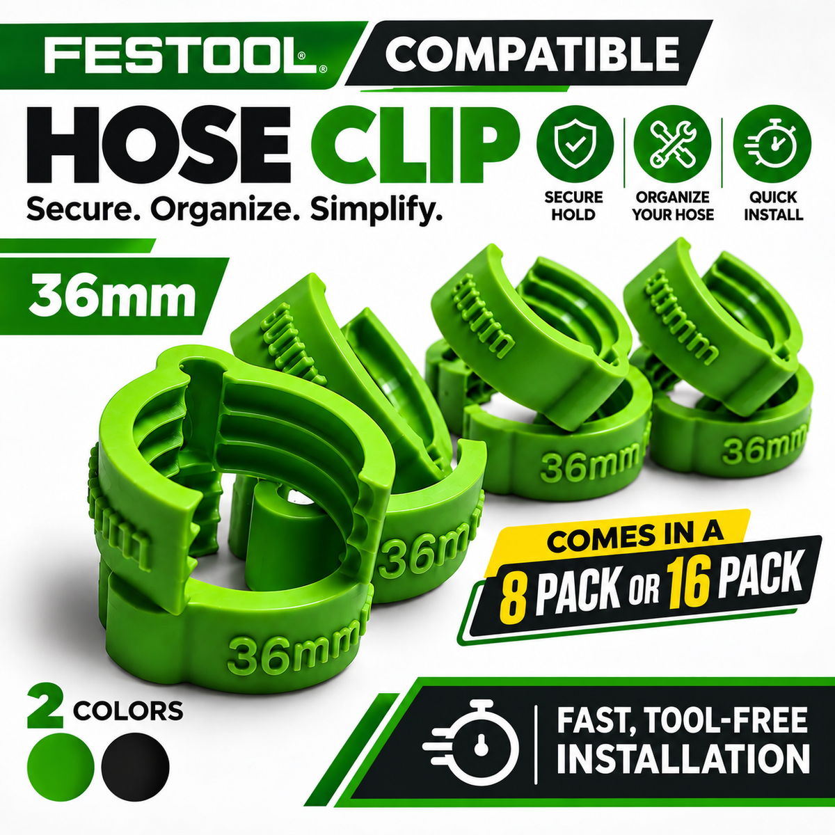 Dust Hose Clips Helical For Festool Vacuum D27 Hose Pack Of 10