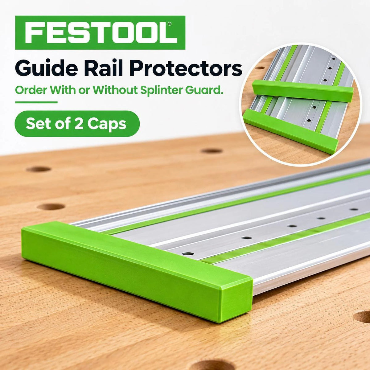Festool Track Saw Rail End Protectors, Durable Plastic Caps (Set of 2)