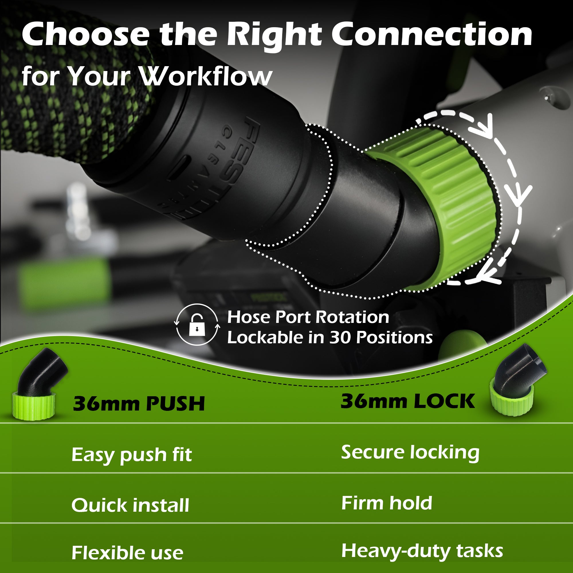Festool Anti-Snag Hose Port – 30 Position Fixable Upgrade for TS And HK Series