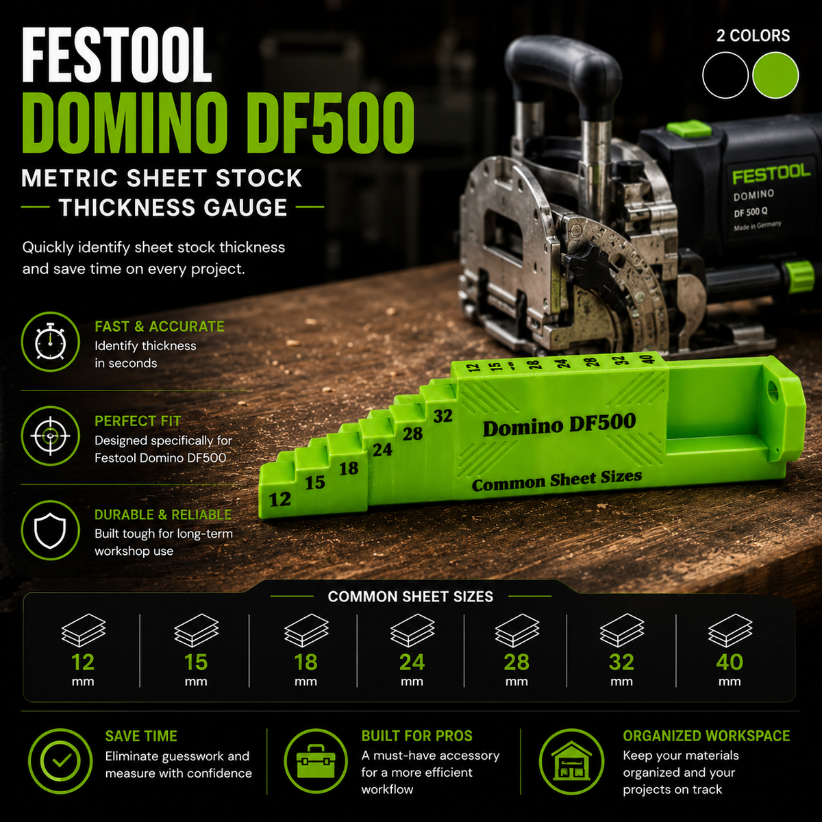 Festool Domino DF500 Thickness Gauge • Metric Sheet Stock Measurement Tool