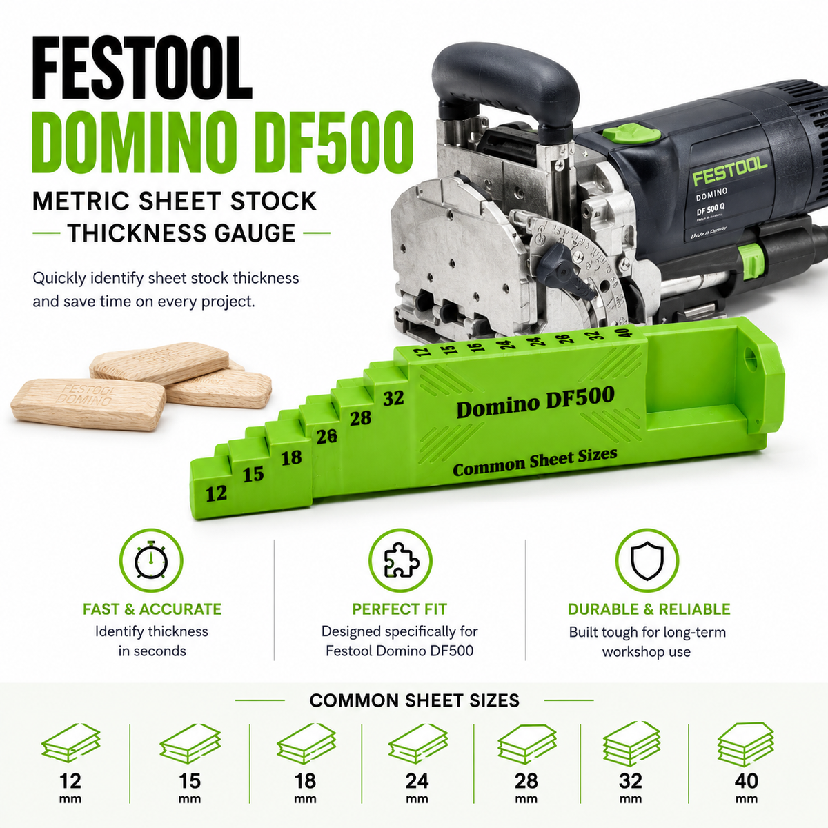 Festool Domino DF500 Thickness Gauge • Metric Sheet Stock Measurement Tool