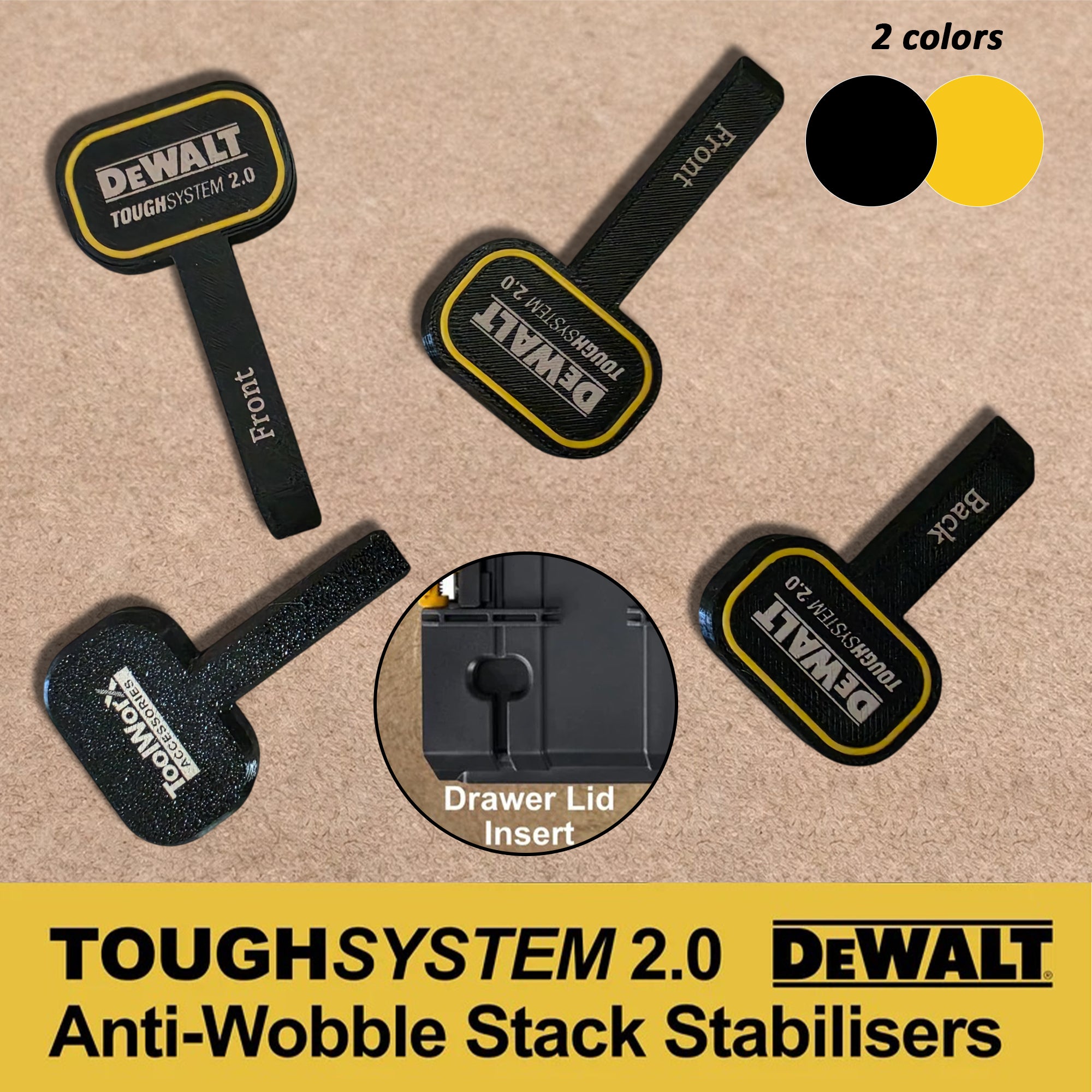 Anti-Wobble Stack Stabiliser Inserts for Dewalt Toughsystem 2.0 Tool Storage Drawer Boxes
